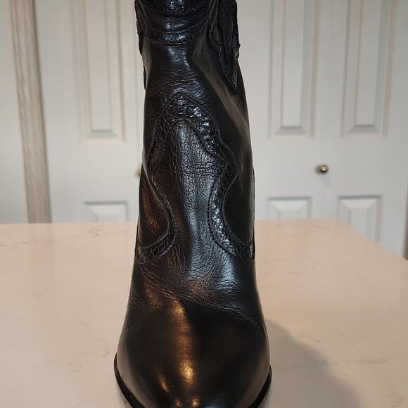 Giampaolo Viozzi - Italian Made Black Leather Pull-on Ankle Boot - Picture 1 of 6